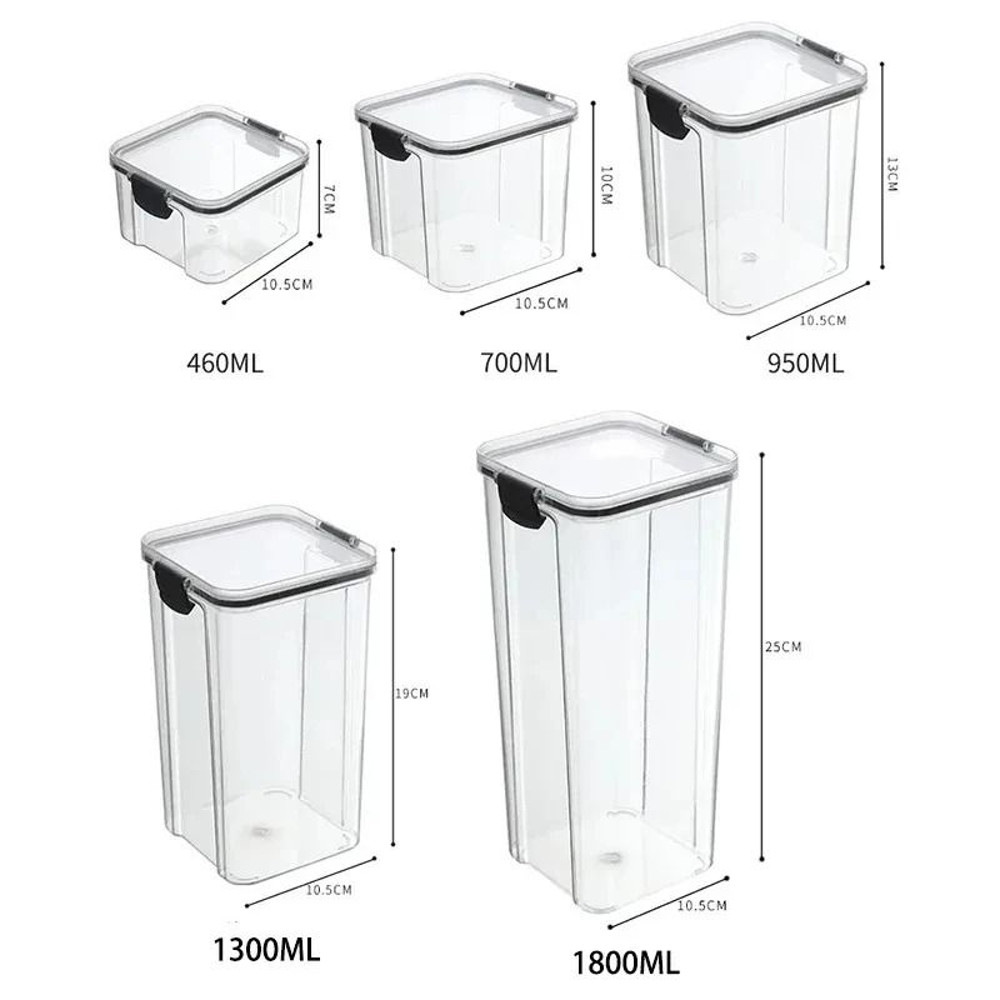 High Quality Sealed Jar Food Storage Box Transparent Plastic Kitchen Organizer 5