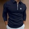 Long Sleeve Zipper Stripe Polo Shirt For Men 9