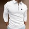 Long Sleeve Zipper Stripe Polo Shirt For Men 1