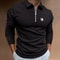 Long Sleeve Zipper Stripe Polo Shirt For Men 2