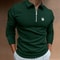 Long Sleeve Zipper Stripe Polo Shirt For Men 3