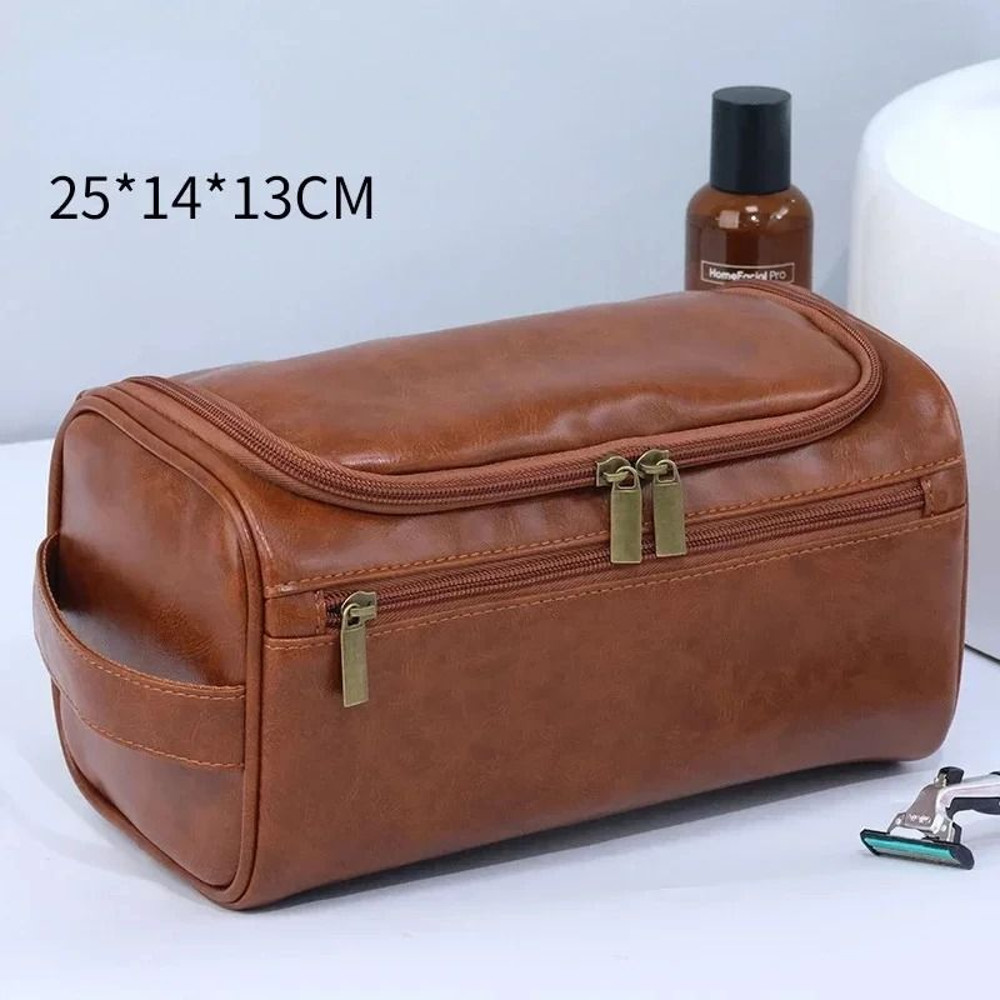 Leather Hanging Toiletry Bag For Men And Women 8
