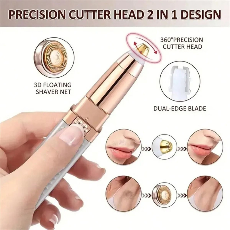 Rechargeable 2 In 1 Eyebrow Razor And Hair Shaver With LED Light 4