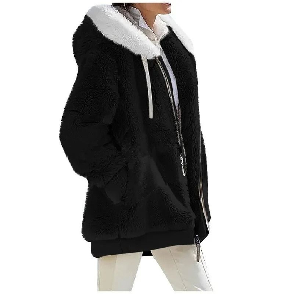 Autumn Winter Fashion Women Coat Casual Hooded Zipper Fleece Jacket 1