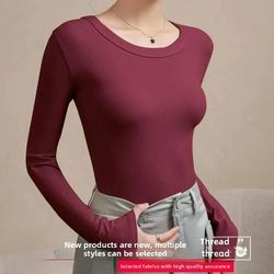 autumn winter slim fit long sleeve thermal base shirt for women