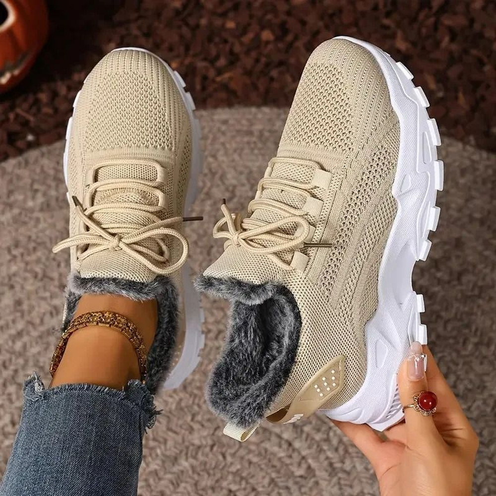 Women Winter Fur Lined Sneakers For Casual Streetwear 5