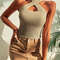 Women Ribbed Knit Criss Cross Halter Crop Top 3