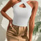 Women Ribbed Knit Criss Cross Halter Crop Top 10