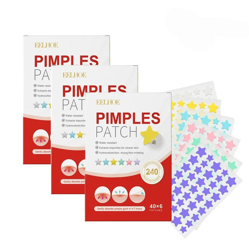 Acne Pimple Patch 240pcs Heart Star Flower Round Shape Moisturizing Blemish Covers 11