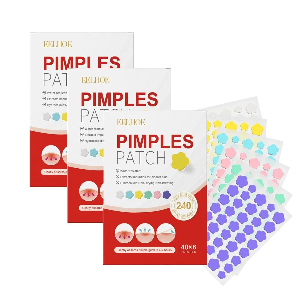 Acne Pimple Patch 240pcs Heart Star Flower Round Shape Moisturizing Blemish Covers 12