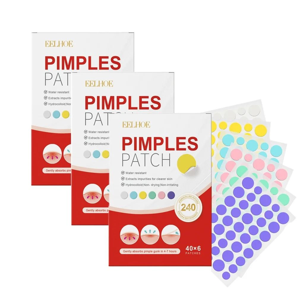 Acne Pimple Patch 240pcs Heart Star Flower Round Shape Moisturizing Blemish Covers 13