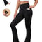 Womens Super Soft Flare Pants With Pockets High Waisted Yoga Bell Bottom Leggings 1