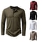 Mens Cotton Long Sleeve Henley Neck T Shirt Casual Solid Color Slim Fit 0