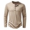 Mens Cotton Long Sleeve Henley Neck T Shirt Casual Solid Color Slim Fit 8