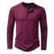 Mens Cotton Long Sleeve Henley Neck T Shirt Casual Solid Color Slim Fit 4