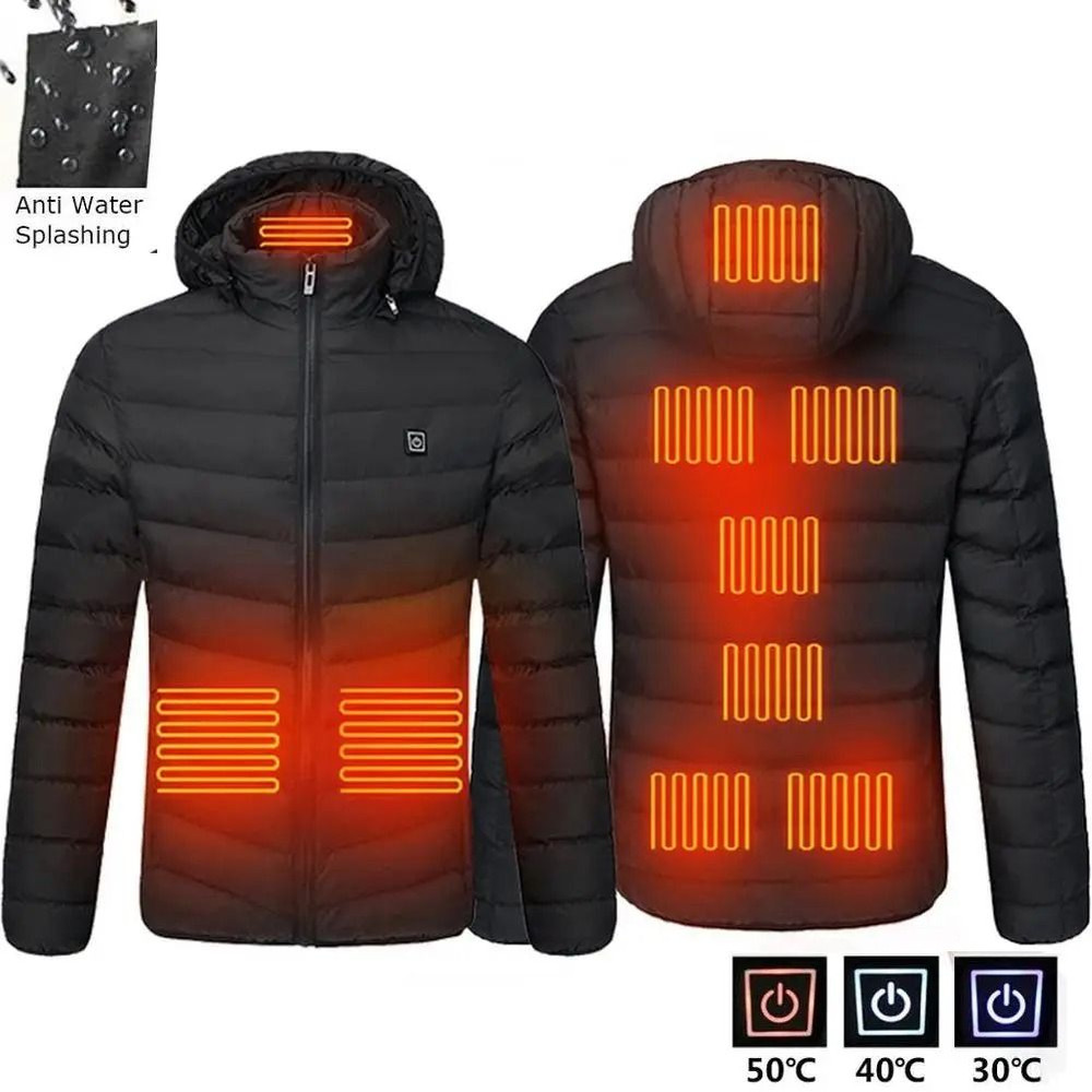 Mens Heated Jacket USB Winter Outdoor Electric Heating Thermal Coat 1