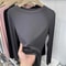 Womens Slim Fit ONeck Long Sleeve Basic TShirt Stretchy Ribbed Knit Casual Top 3
