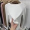 Womens Slim Fit ONeck Long Sleeve Basic TShirt Stretchy Ribbed Knit Casual Top 8