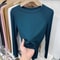 Womens Slim Fit ONeck Long Sleeve Basic TShirt Stretchy Ribbed Knit Casual Top 6