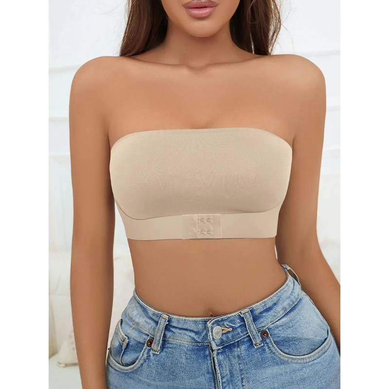 Women Strapless Seamless Front Button Bra Smooth Comfortable Underwear 2