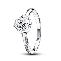 women 925 silver rose in bloom ring elegant floral design jewelry gift