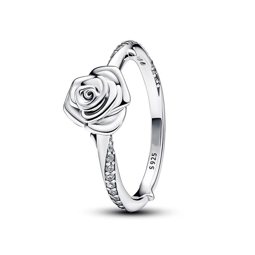 Women 925 Silver Rose In Bloom Ring Elegant Floral Design Jewelry Gift 3
