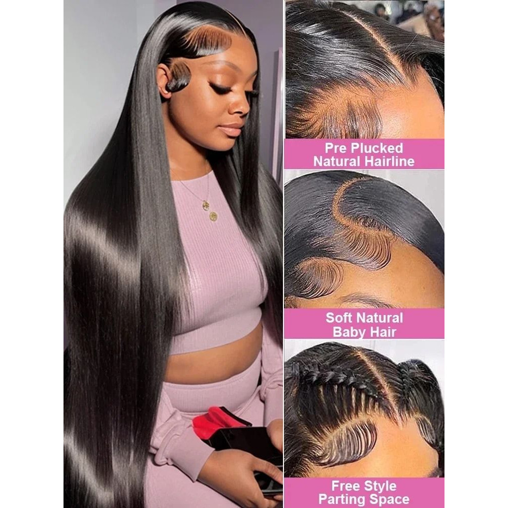 Women Bone Straight HD Lace Front Wig 200 Density Brazilian Human Hair Wig 1