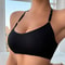 Women Ribbed Backless Wireless Bra Solid Color Breathable Underwear 3