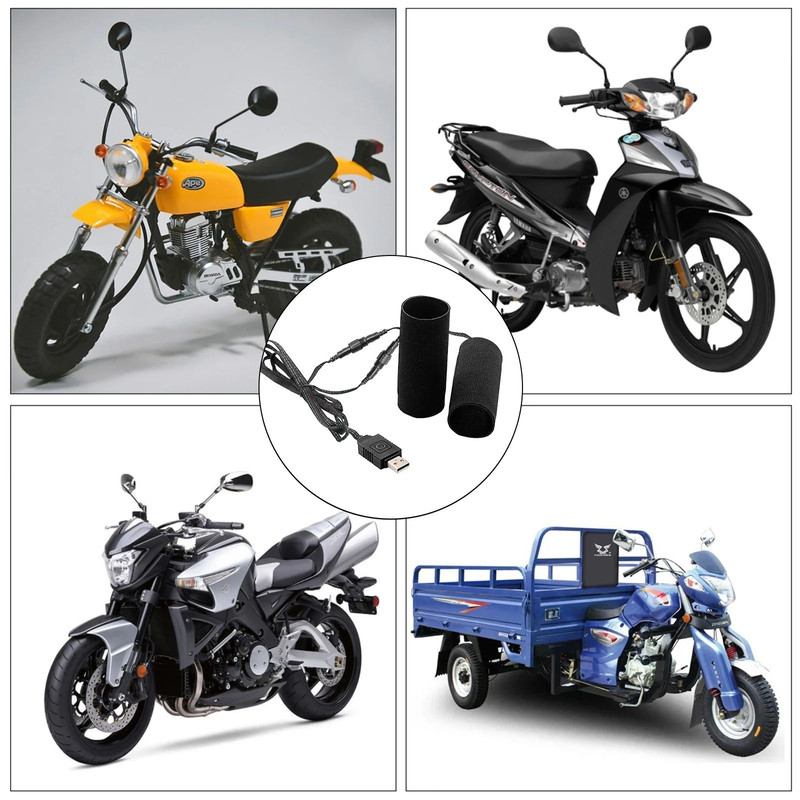 Extractme Motorcycle Heated Handgrips 5V USB 6 Gear Warmer Electric Heated Grip Cover 5