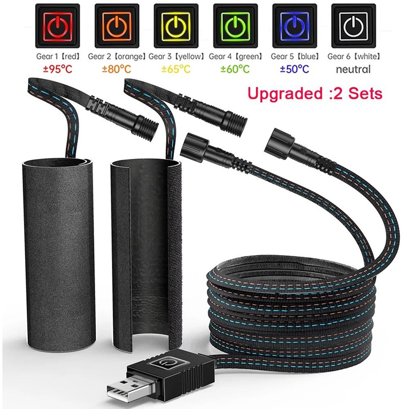 Extractme Motorcycle Heated Handgrips 5V USB 6 Gear Warmer Electric Heated Grip Cover 8