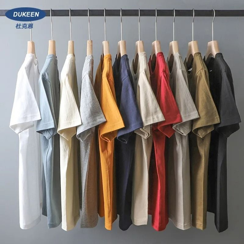 Dukeen Oversized Heavy T Shirt For Men Summer Short Sleeve Cotton Casual Top 4