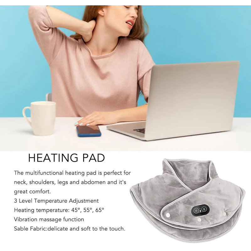 Electric Heating Neck Shoulder Vibration Massager Cervical Vertebra Infrared Therapy Heated Pad 1