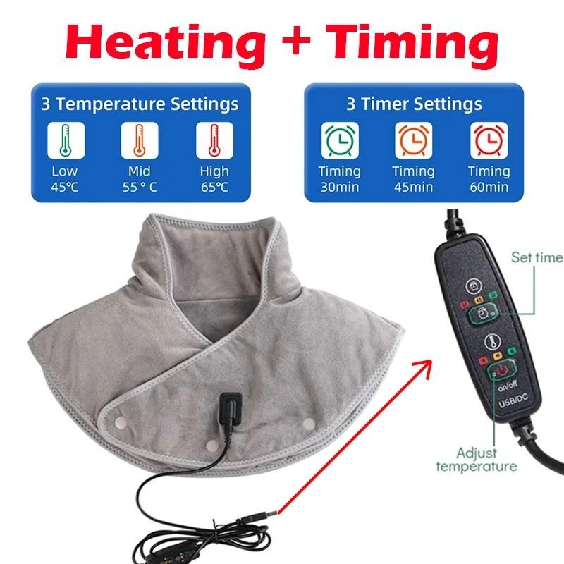 Electric Heating Neck Shoulder Vibration Massager Cervical Vertebra Infrared Therapy Heated Pad 6