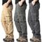 Large Pocket Loose Overalls Men Outdoor Sports Jogging Tactical Pants Elastic Waist Cotton Casual W 0