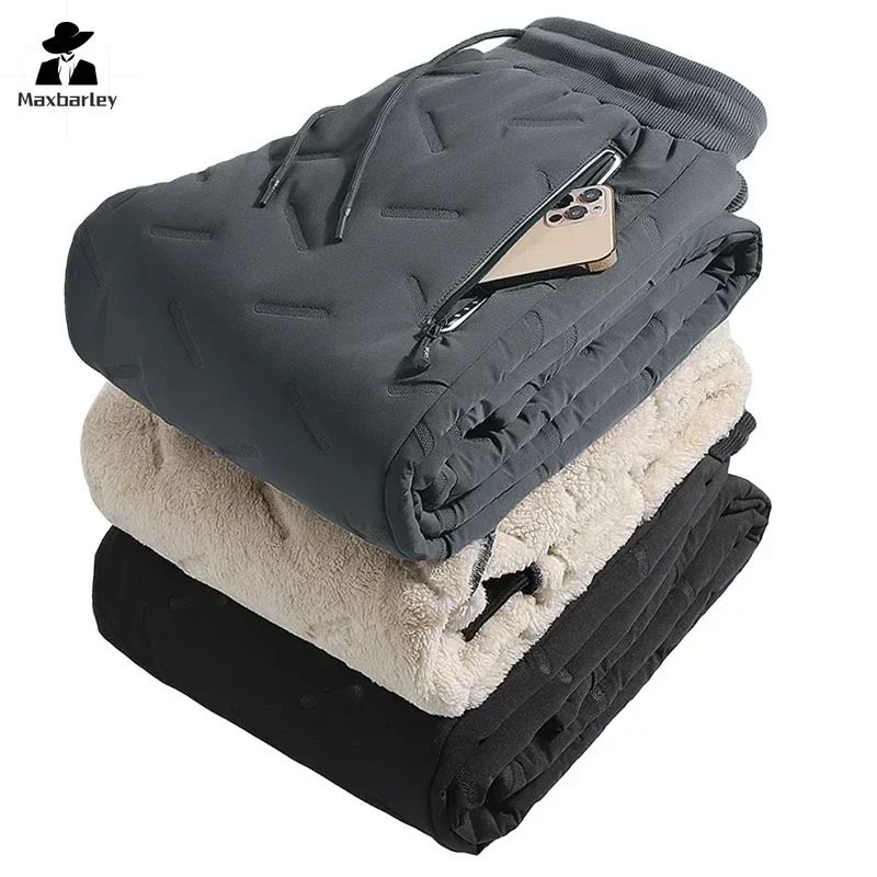 Winter Waterproof Warm Cotton Pants For Men Thickened Wool Outdoor Joggers 0