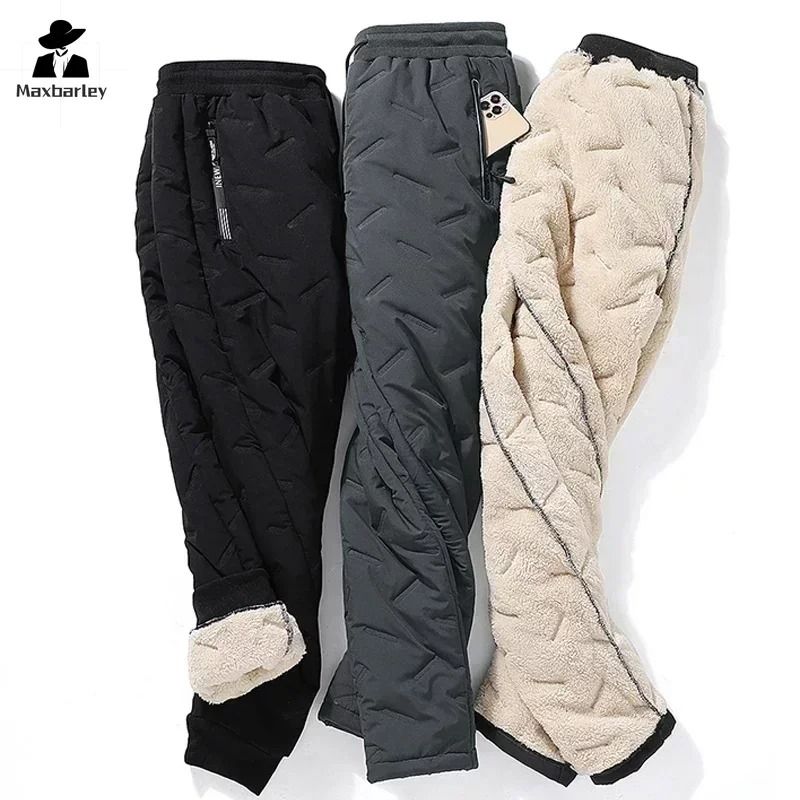 Winter Waterproof Warm Cotton Pants For Men Thickened Wool Outdoor Joggers 5