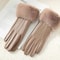 Winter Women PU Leather Gloves Faux Fur Cuff Touch Screen 10