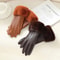 Winter Women PU Leather Gloves Faux Fur Cuff Touch Screen 2