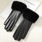 Winter Women PU Leather Gloves Faux Fur Cuff Touch Screen 8