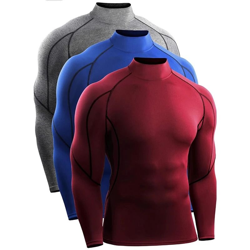 Men Long Sleeve Compression Running T Shirt Gym Fitness Training Top 2