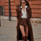 Brown Long Suede Overcoat Women Fashion Solid Lapel Single Breasted Loose Outerwear 2