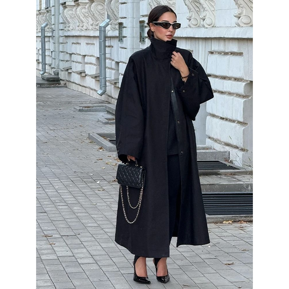 Brown Long Suede Overcoat Women Fashion Solid Lapel Single Breasted Loose Outerwear 6