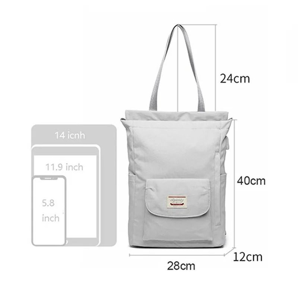 Women Waterproof Stylish Laptop Backpack Oxford Canvas USB College Bag 1