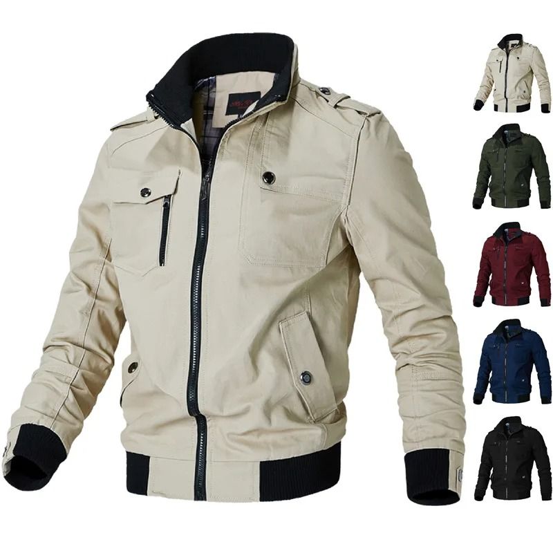 Men Tactical Military Cotton Jacket Slim Fit Casual Cargo Coat 1