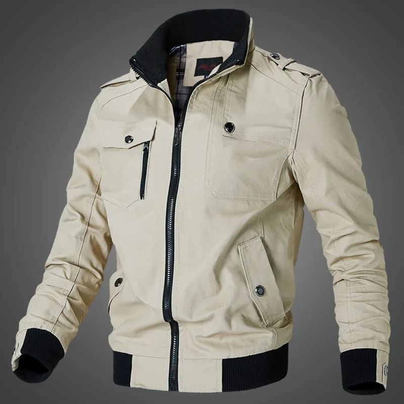 Men Tactical Military Cotton Jacket Slim Fit Casual Cargo Coat 4