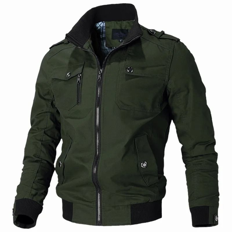 Men Tactical Military Cotton Jacket Slim Fit Casual Cargo Coat 9