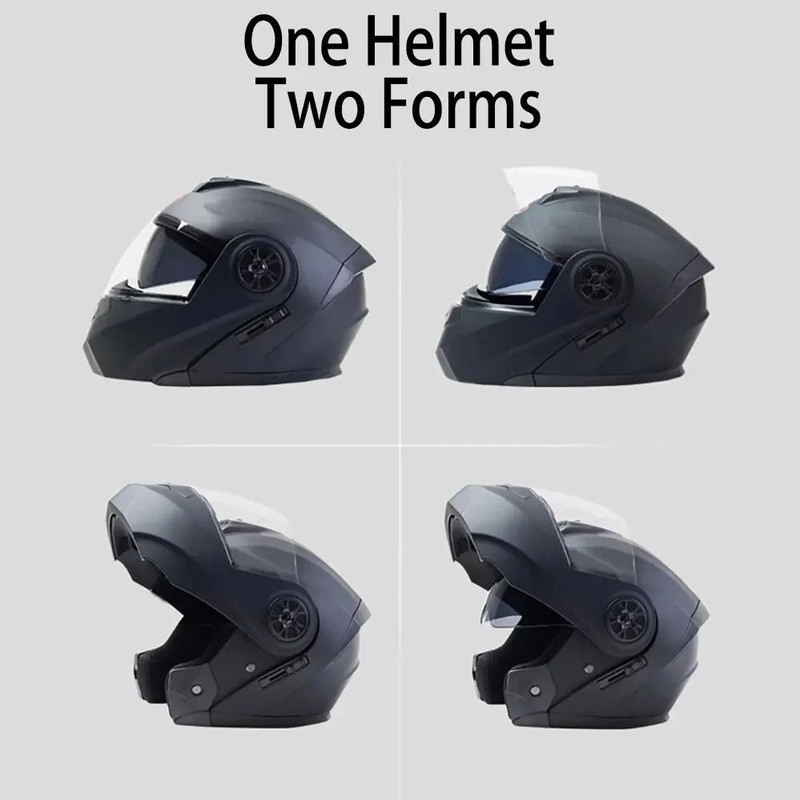 Dual Lens Flip Up Motorcycle Helmet Full Face Modular Racing Helmet 4