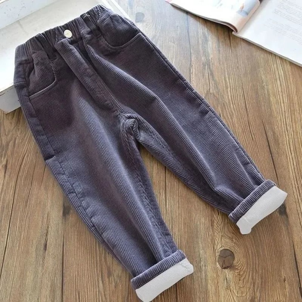 Kids Warm Corduroy Pants For Boys And Girls High Waist Winter Trousers 6