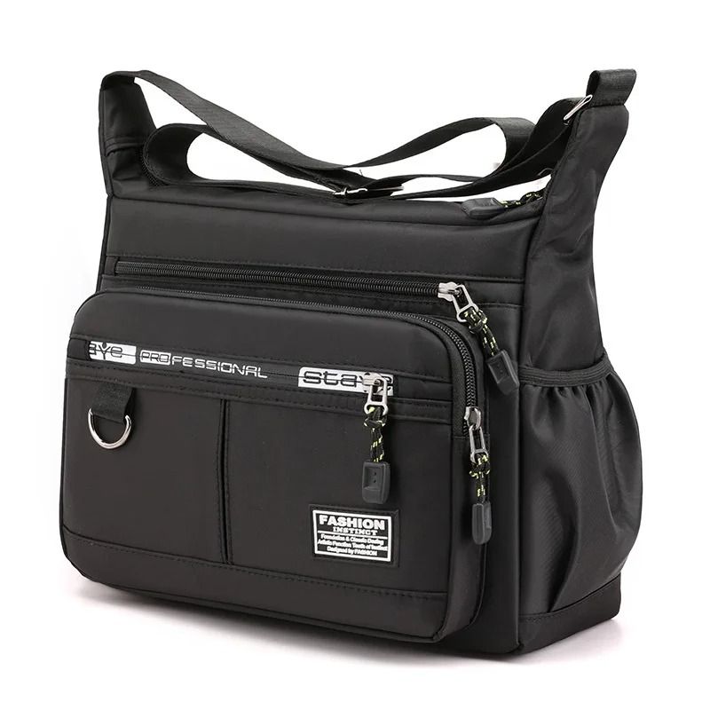 Oxford Shoulder Bag Large Capacity Mens Casual Multilayer Pocket Crossbody Messenger Bag 7