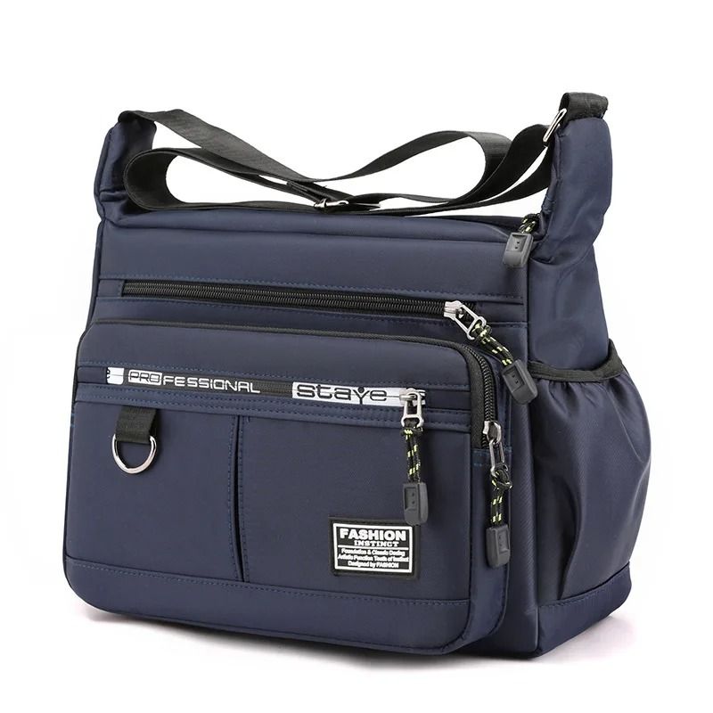 Oxford Shoulder Bag Large Capacity Mens Casual Multilayer Pocket Crossbody Messenger Bag 8
